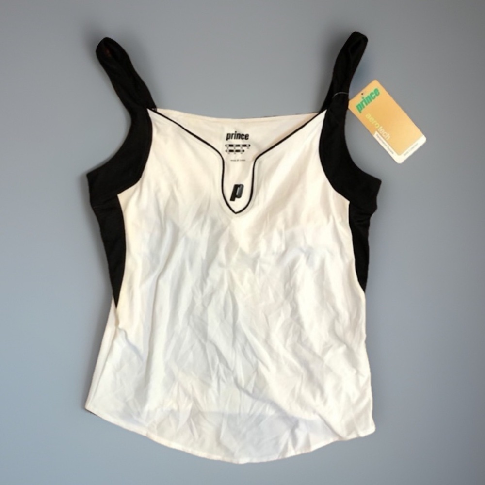 PRINCE White Black NEW Tennis / Running Top sz M